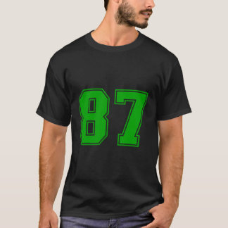 Number 87 Green Sports Fan Jersey Number T-Shirt