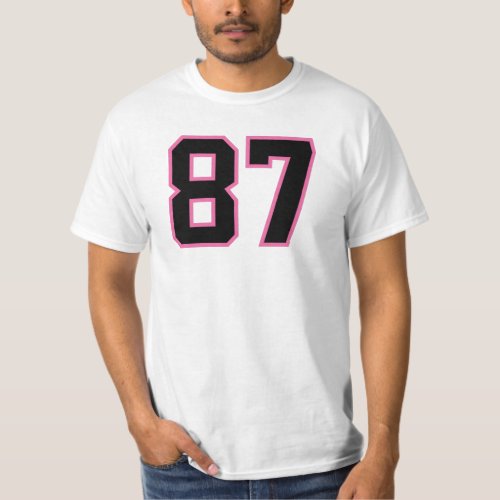 Number 87 Sports Jersey Pink Black Lucky No T_Shirt