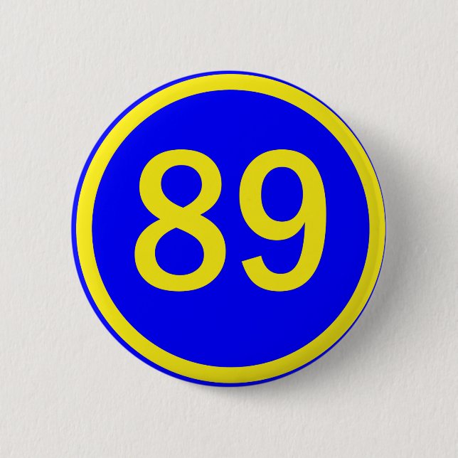 number, 89, in a circle pinback button (Front)