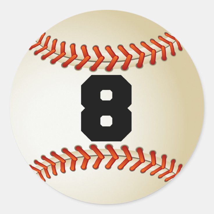 Number 8 Baseball Classic Round Sticker Zazzle