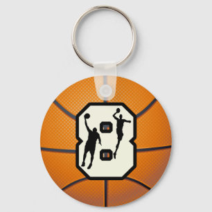 Number 8 Basketball and Players Keychain