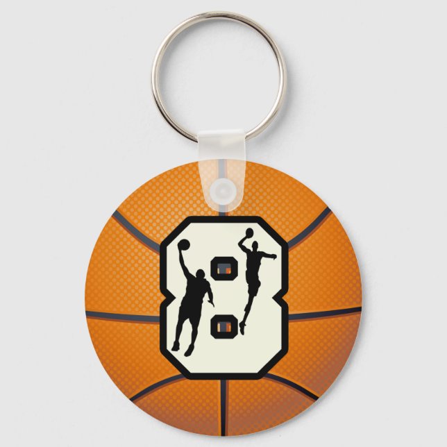Number 8 Basketball and Players Keychain (Front)