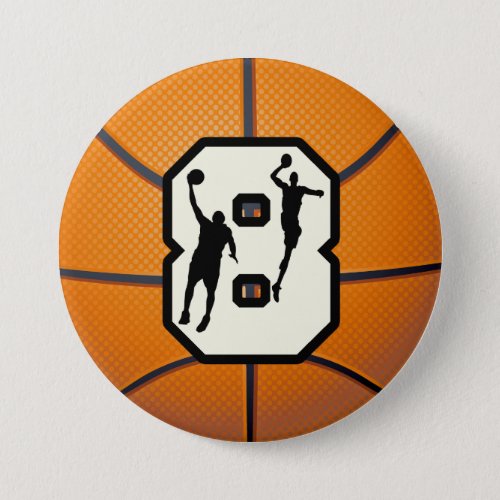 Number 8 Basketball and Players Pinback Button