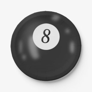 Number 8 billiard ball paper plates