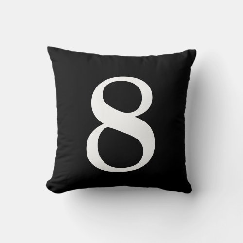 Number 8 Black Throw Pillow