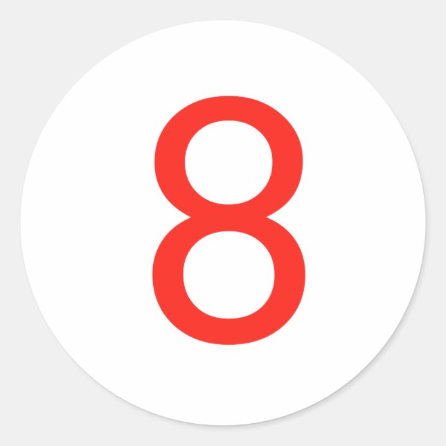 Number 8 classic round sticker (Front)