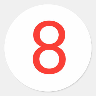 Number 8 classic round sticker
