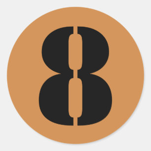 Number 8 Eight Peru Gold Stencil Numbers by Janz Classic Round Sticker