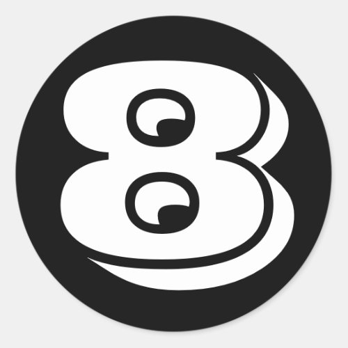 Number 8 Eight Vineta Numbers by Janz Black Classic Round Sticker