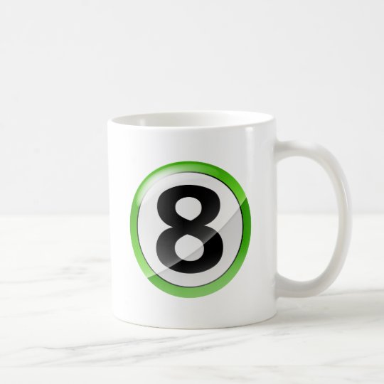 Number 8 green coffee mug
