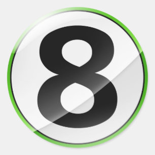 Number 8 green sticker