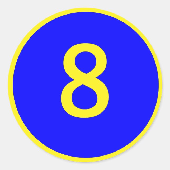 number 8 in a circle classic round sticker (Front)