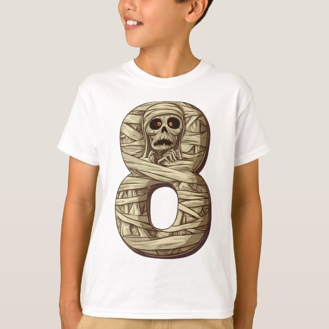 Number 8 Mummy Halloween Theme 8 Year Old Kids T-Shirt (Front)