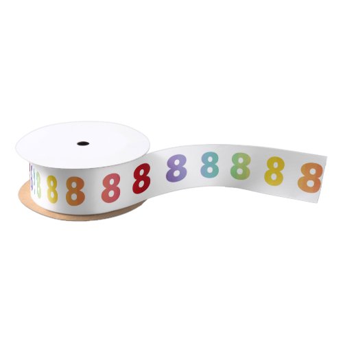 Number 8 Rainbow Colors Ribbon