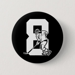 Number 8 Years Ice Hockey 8th Birthday (3) Button