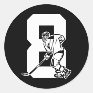 Number 8 Years Ice Hockey 8th Birthday (3)  Classic Round Sticker