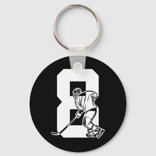 Number 8 Years Ice Hockey 8th Birthday (3) Keychain