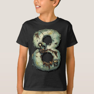 Number 8 Zombie Halloween Theme 8 Year Old Kids T-Shirt