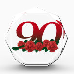 Number 90 or 90th birthday floral award<br><div class="desc">Number 90 or 90th birthday red rose decorated design</div>