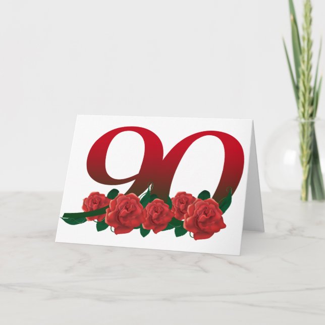 Number 90 or 90th birthday floral card (Front)