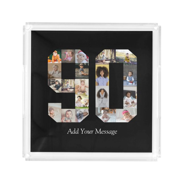 Number 90 Photo Collage Acrylic Tray (Front)