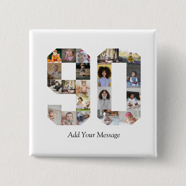 Number 90 Photo Collage Button (Front)