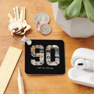Number 90 Photo Collage Keychain