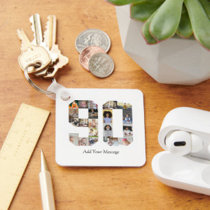 Number 90 Photo Collage Keychain