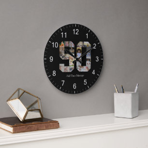 Number 90 Photo Collage Large Clock