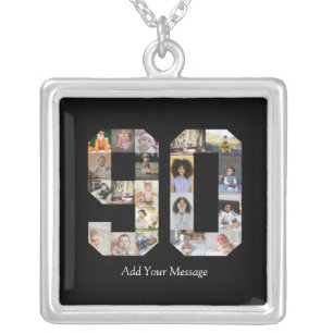 Number 90 Photo Collage Silver Plated Necklace