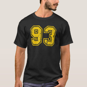 Number 93 Sports Jersey Uniform Fan Athlete Yellow T-Shirt
