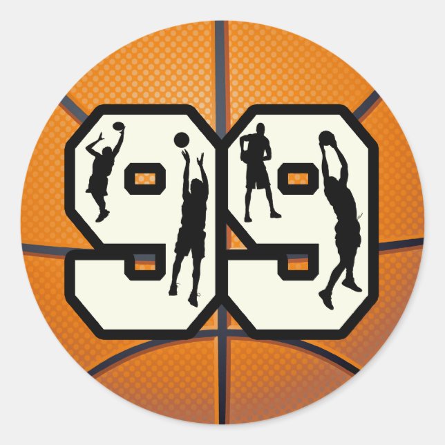 Number 99 Basketball Classic Round Sticker (Front)