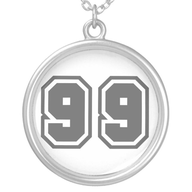 Number 99 silver plated necklace (Front)