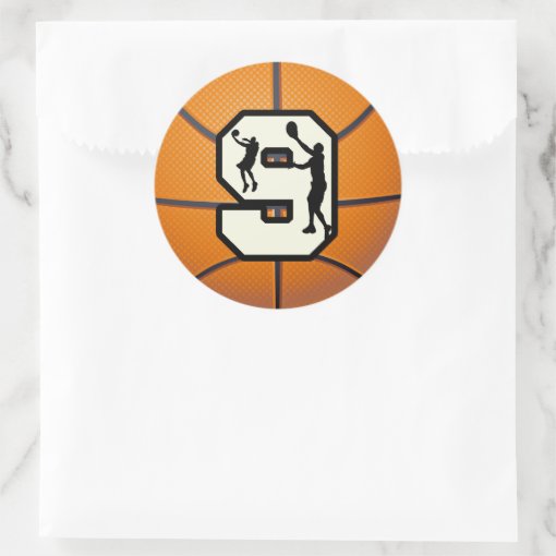 Number 9 Basketball and Player Classic Round Sticker Zazzle