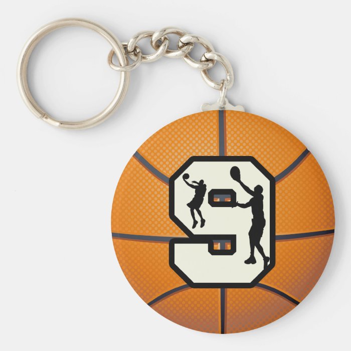 Number 9 Basketball and Player Key Chain