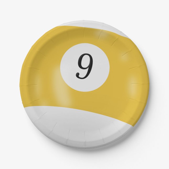 Number 9 billiard ball paper plates (Front)