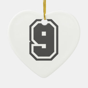 Number 9 ceramic ornament