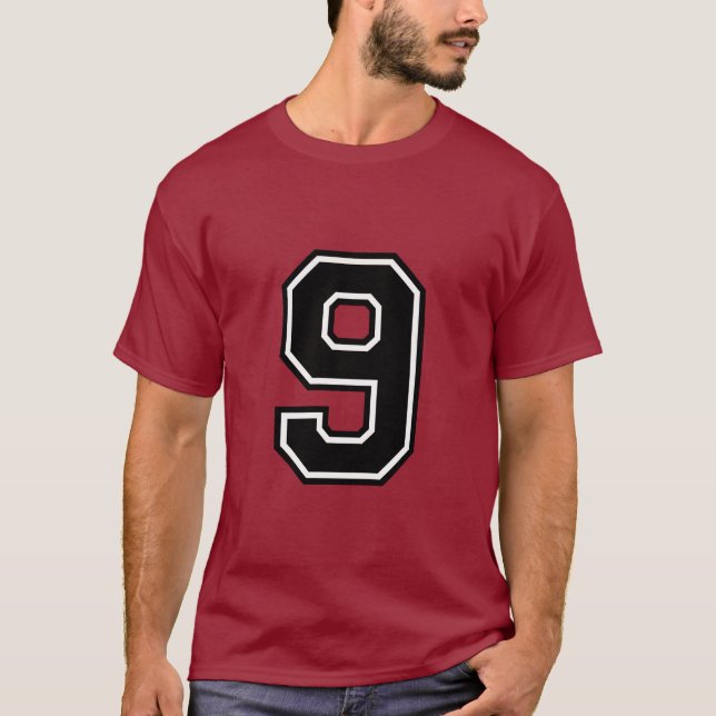 Number 9 Custom Sports Jersey | Varsity Birthday  T-Shirt (Front)