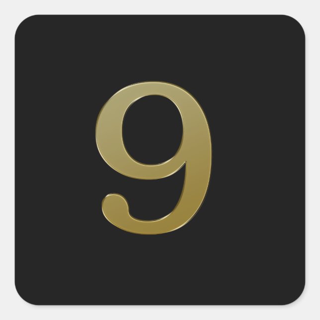 Number 9 gold square sticker (Front)