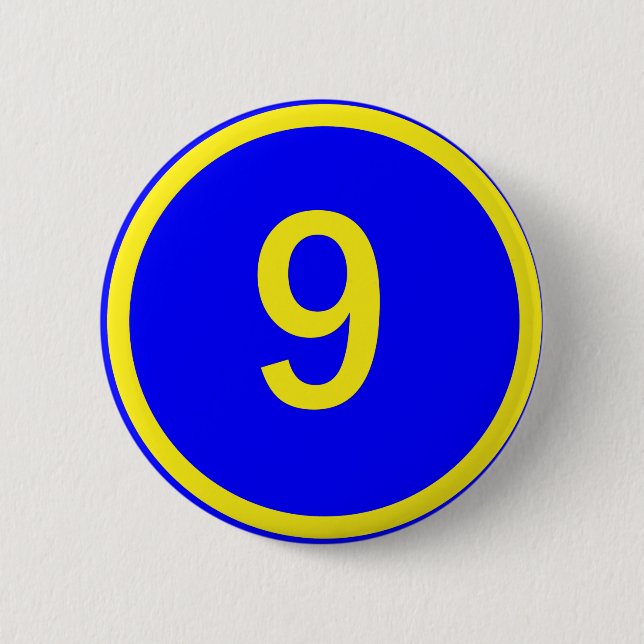 number 9 in a circle pinback button (Front)