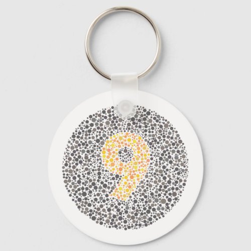 Number 9 Ishihara Test Circle Keychain