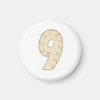 Number 9 magnet with beige and tan