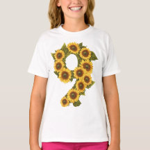 Number 9 Sunflowers Theme 9 Year Old Kids Girls