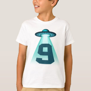 Number 9 UFO Alien Theme 9 Year Old Kids Boys T-Shirt