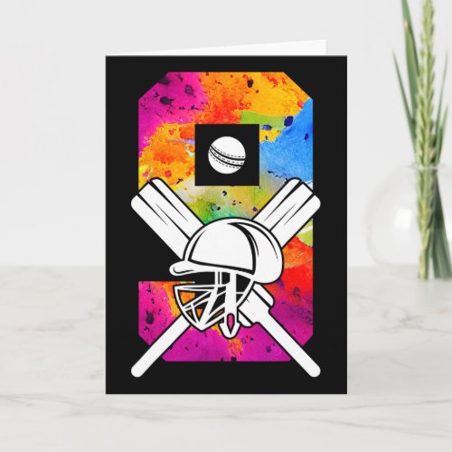 Number 9 Years Cricket 9th Birthday 1 Card