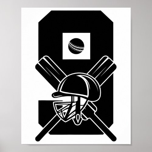 Number 9 Years Cricket 9th Birthday  Poster