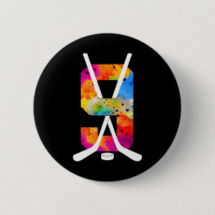 Number 9 Years Ice Hockey 9th Birthday (1)  Button