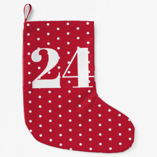 Number Advent Calendar Red and White Polka Dots Small Christmas Stocking