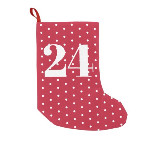 Number  Advent Calendar Red and White Polka Dots Small Christmas Stocking