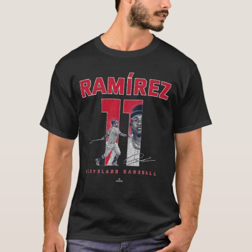 Number and Portrait Jose Ramirez Cleveland MLBPA T_Shirt